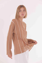 Carica l&#39;immagine nel visualizzatore di Gallery, maxi maglia a righe - mimì muà - bianco cammello
