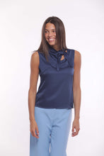 Carica l'immagine nel visualizzatore di Gallery, top in raso di viscosa con nodo - mimì muà - blu