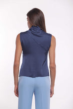 Carica l'immagine nel visualizzatore di Gallery, top in raso di viscosa con nodo - mimì muà - blu