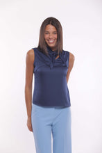 Carica l'immagine nel visualizzatore di Gallery, top in raso di viscosa con nodo - mimì muà - blu