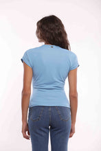 Carica l'immagine nel visualizzatore di Gallery, blusa con riprese - mimì muà - azzurro 2025