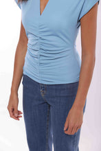 Carica l'immagine nel visualizzatore di Gallery, blusa con riprese - mimì muà - azzurro 2025