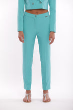 Carica l'immagine nel visualizzatore di Gallery, pantalone sigaretta con elastico dietro in tessuto tecnico - mimì muà - turchese 2025