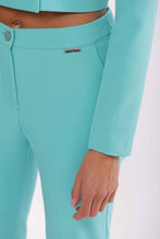 Carica l'immagine nel visualizzatore di Gallery, pantalone sigaretta con elastico dietro in tessuto tecnico - mimì muà - turchese 2025