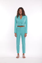 Carica l'immagine nel visualizzatore di Gallery, pantalone sigaretta con elastico dietro in tessuto tecnico - mimì muà - turchese 2025