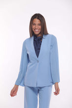 Carica l'immagine nel visualizzatore di Gallery, giacca in tessuto tecnico con maniche in georgette - mimì muà - celeste