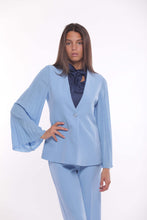 Carica l'immagine nel visualizzatore di Gallery, giacca in tessuto tecnico con maniche in georgette - mimì muà - celeste