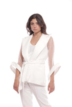 Carica l'immagine nel visualizzatore di Gallery, giacca in tessuto tecnico con maniche in organza - mimì muà - bianco