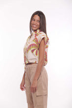 Carica l'immagine nel visualizzatore di Gallery, camicia cropped fantasia palms - mimì muà - panna