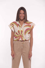 Carica l'immagine nel visualizzatore di Gallery, camicia cropped fantasia palms - mimì muà - panna
