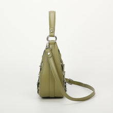 Carica l'immagine nel visualizzatore di Gallery, borsa a spalla effetto rete con borchie - mimì muà - verde militare