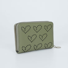 Carica l'immagine nel visualizzatore di Gallery, portafoglio medio con cuore - mimì muà - verde militare