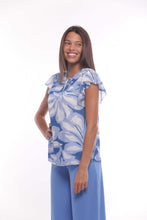 Carica l'immagine nel visualizzatore di Gallery, blusa fantasia abstract flower - mimì muà - bianco azzurro