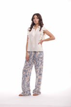 Carica l'immagine nel visualizzatore di Gallery, pantalone palazzo fantasia toile de jouy - mimì muà - azzurro 2025
