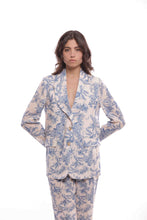 Carica l'immagine nel visualizzatore di Gallery, giacca lunga fantasia toile de jouy - mimì muà - azzurro