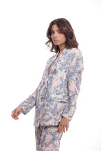 Carica l'immagine nel visualizzatore di Gallery, giacca lunga fantasia toile de jouy - mimì muà - azzurro