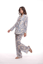 Carica l'immagine nel visualizzatore di Gallery, giacca lunga fantasia toile de jouy - mimì muà - azzurro