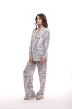 Carica l'immagine nel visualizzatore di Gallery, giacca lunga fantasia toile de jouy - mimì muà - azzurro