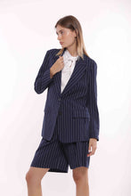 Carica l'immagine nel visualizzatore di Gallery, giacca lunga in gessato blu bianco - mimì muà