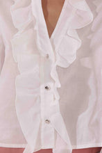 Carica l&#39;immagine nel visualizzatore di Gallery, camicia cropped con rouches - mimì muà - bianco
