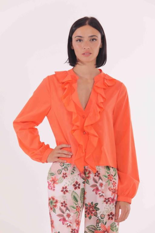 camicia cropped con rouches - mimì muà - arancio
