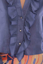 Carica l&#39;immagine nel visualizzatore di Gallery, camicia cropped con rouches - mimì muà - denim
