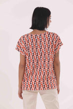 Carica l&#39;immagine nel visualizzatore di Gallery, blusa maniche corte fantasia - mimì muà - arancio marrone
