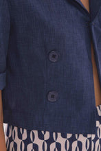 Carica l&#39;immagine nel visualizzatore di Gallery, giacca cropped maniche  3/4 in tessuto fiammato - mimì muà - blu
