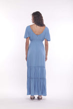 Carica l'immagine nel visualizzatore di Gallery, abito lungo con manica corta a balze - mimì muà - azzurro