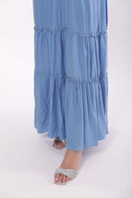 Carica l'immagine nel visualizzatore di Gallery, abito lungo con manica corta a balze - mimì muà - azzurro