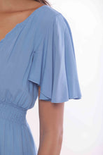 Carica l'immagine nel visualizzatore di Gallery, abito lungo con manica corta a balze - mimì muà - azzurro