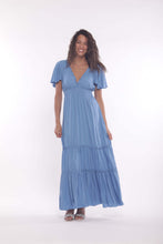 Carica l'immagine nel visualizzatore di Gallery, abito lungo con manica corta a balze - mimì muà - azzurro