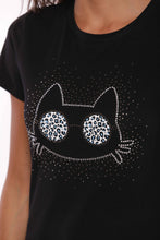 Carica l'immagine nel visualizzatore di Gallery, t-shirt " CAT WITH GLASSES " - mimì muà - nero