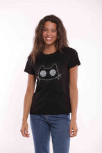 Carica l'immagine nel visualizzatore di Gallery, t-shirt " CAT WITH GLASSES " - mimì muà - nero