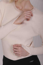 Carica l&#39;immagine nel visualizzatore di Gallery, maglia scollo tondo con bordi in lurex - mimì muà - panna
