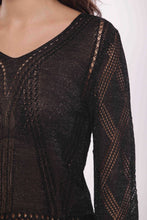 Carica l&#39;immagine nel visualizzatore di Gallery, maglia scollo a V traforata lurex - mimì muà - nero
