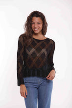 Carica l&#39;immagine nel visualizzatore di Gallery, maglia trama a rombi traforata lurex - mimì muà - nero
