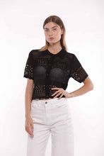 Carica l&#39;immagine nel visualizzatore di Gallery, cardigan maniche corte in crochet - mimì muà - nero
