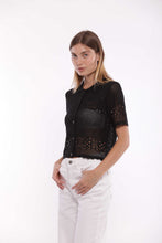 Carica l&#39;immagine nel visualizzatore di Gallery, cardigan maniche corte in crochet - mimì muà - nero
