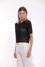 Carica l&#39;immagine nel visualizzatore di Gallery, cardigan maniche corte in crochet - mimì muà - nero
