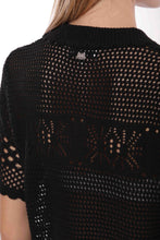 Carica l&#39;immagine nel visualizzatore di Gallery, cardigan maniche corte in crochet - mimì muà - nero
