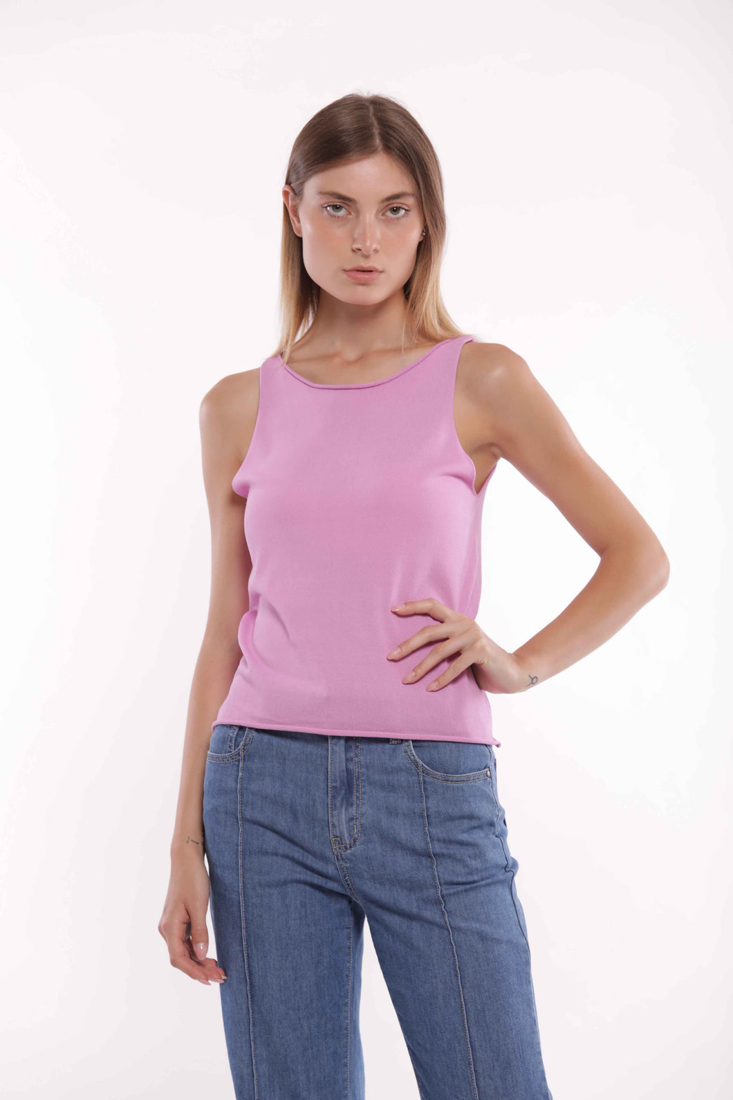 top in maglia basic - mimì muà - ciclamino