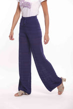 Carica l&#39;immagine nel visualizzatore di Gallery, pantalone palazzo in maglia crochet - mimì m 2025uà - blu
