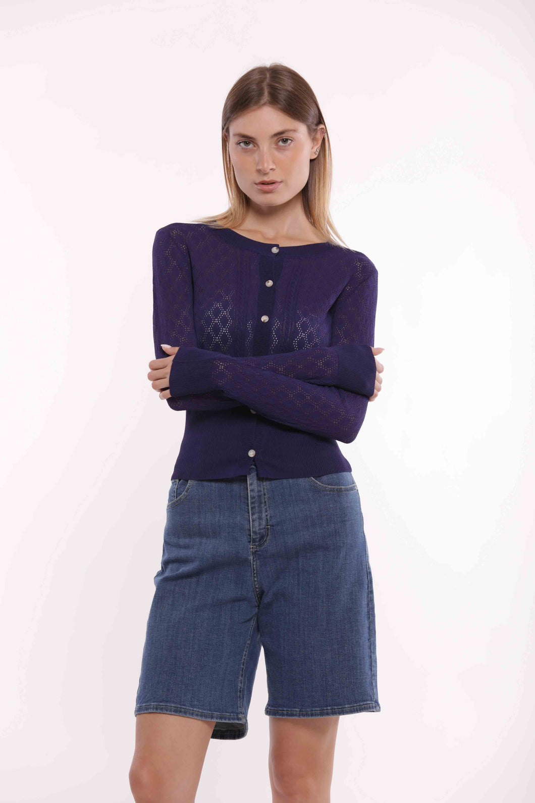 cardigan in crochet - mimì muà - blu