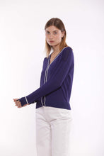Carica l&#39;immagine nel visualizzatore di Gallery, cardigan con dettagli bicolor - mimì muà -  blu bianco
