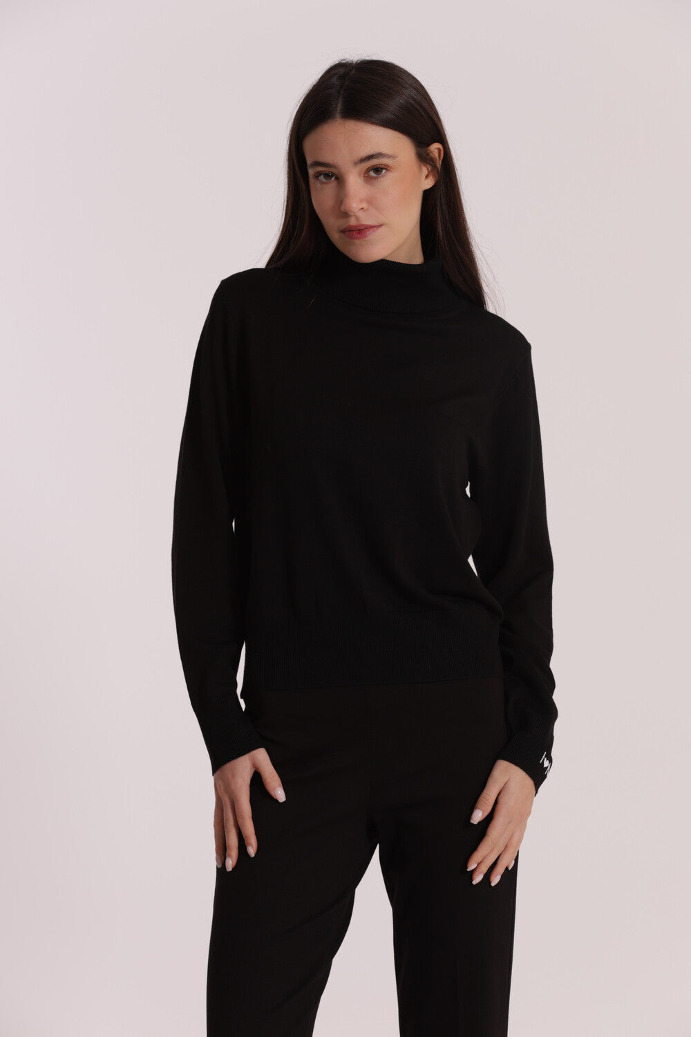 maglia collo alto in manofredda - mimì muà - nero