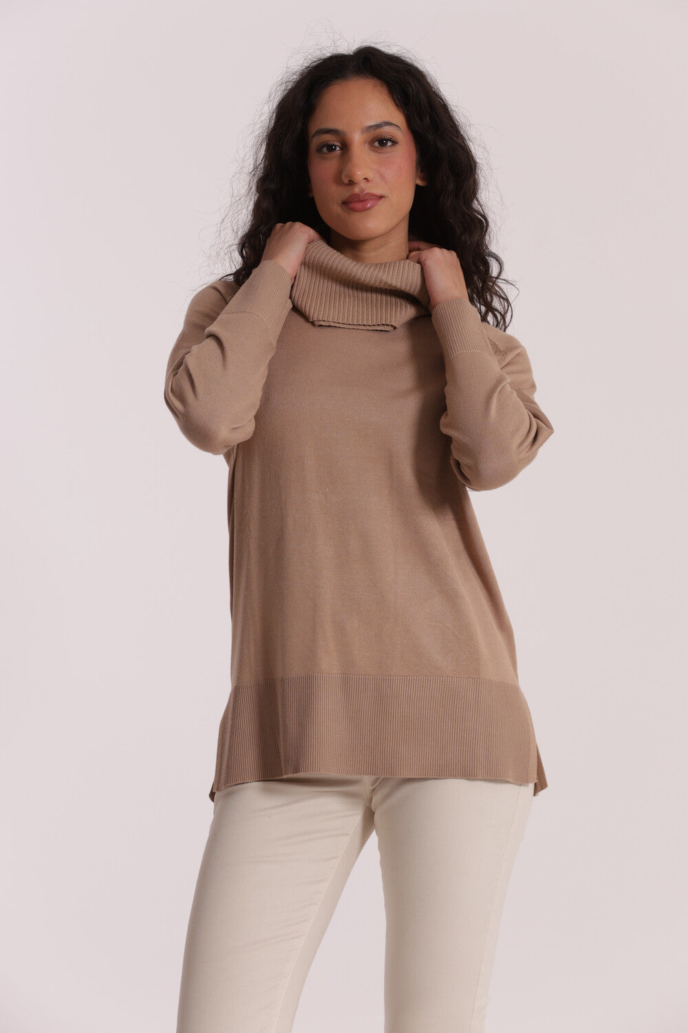maglia over con spacchi laterali - mimì muà - cammello