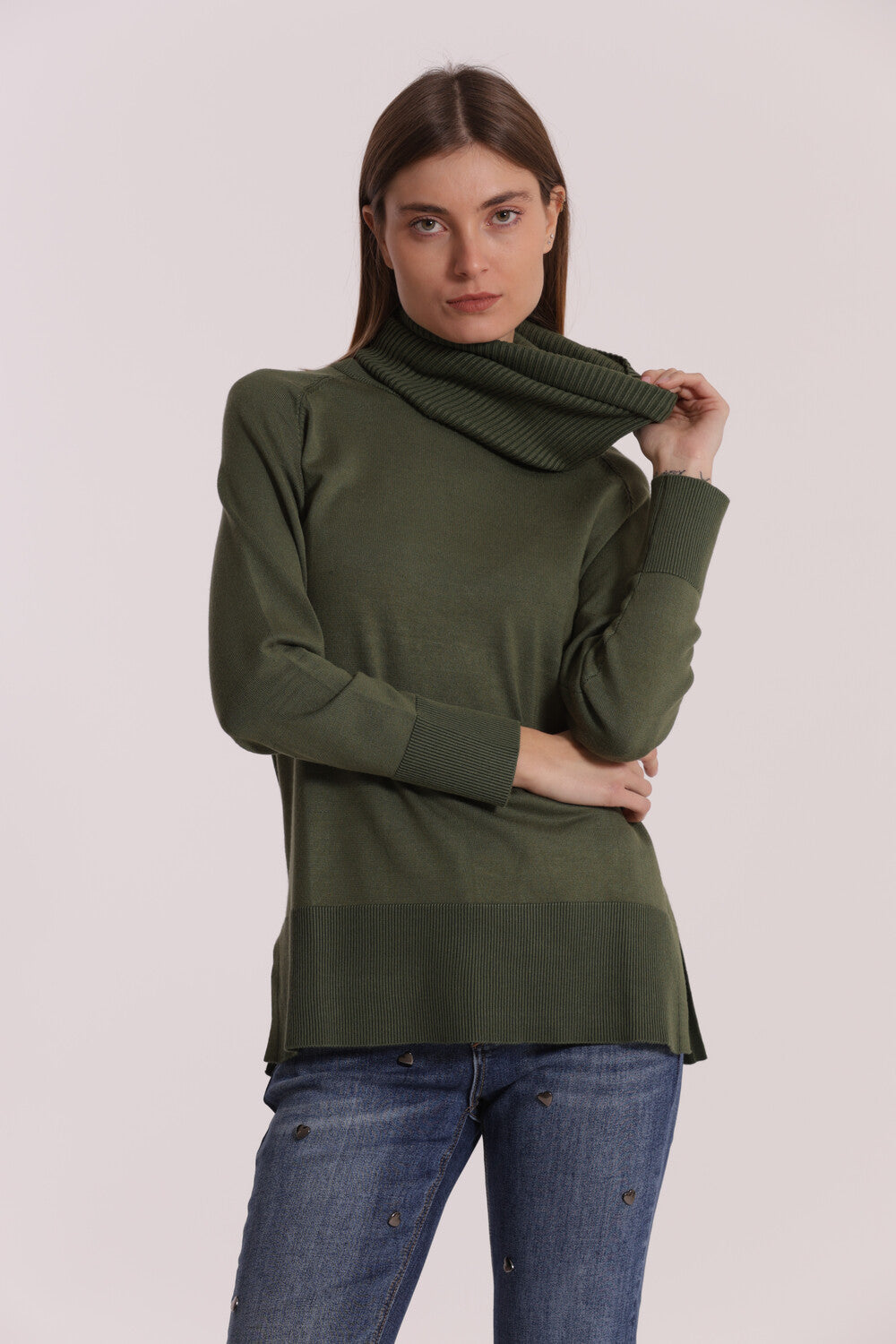 maglia over con spacchi laterali - mimì muà - verde militare