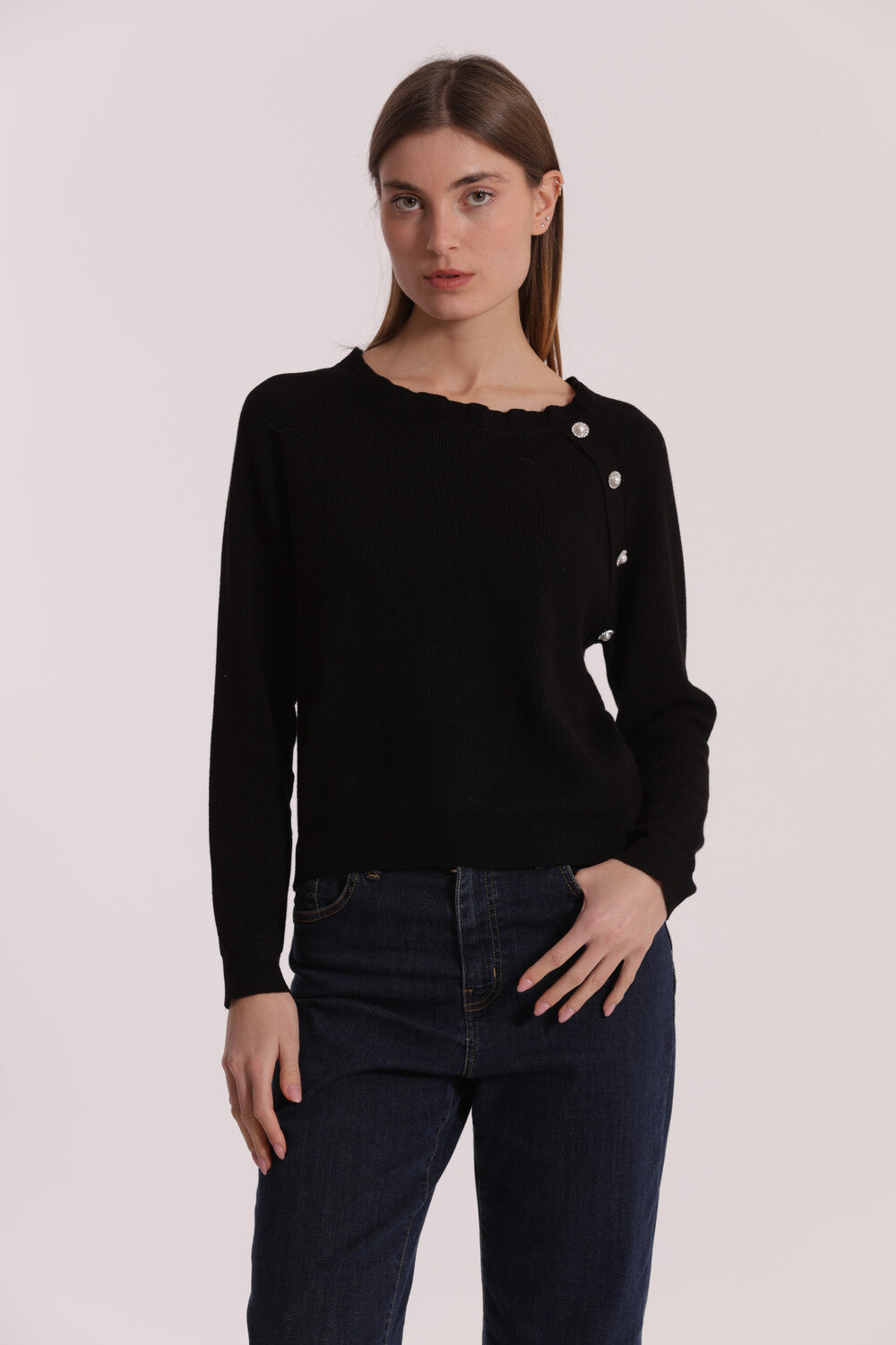 maglia con bottoni gioiello - mimì muà - nero