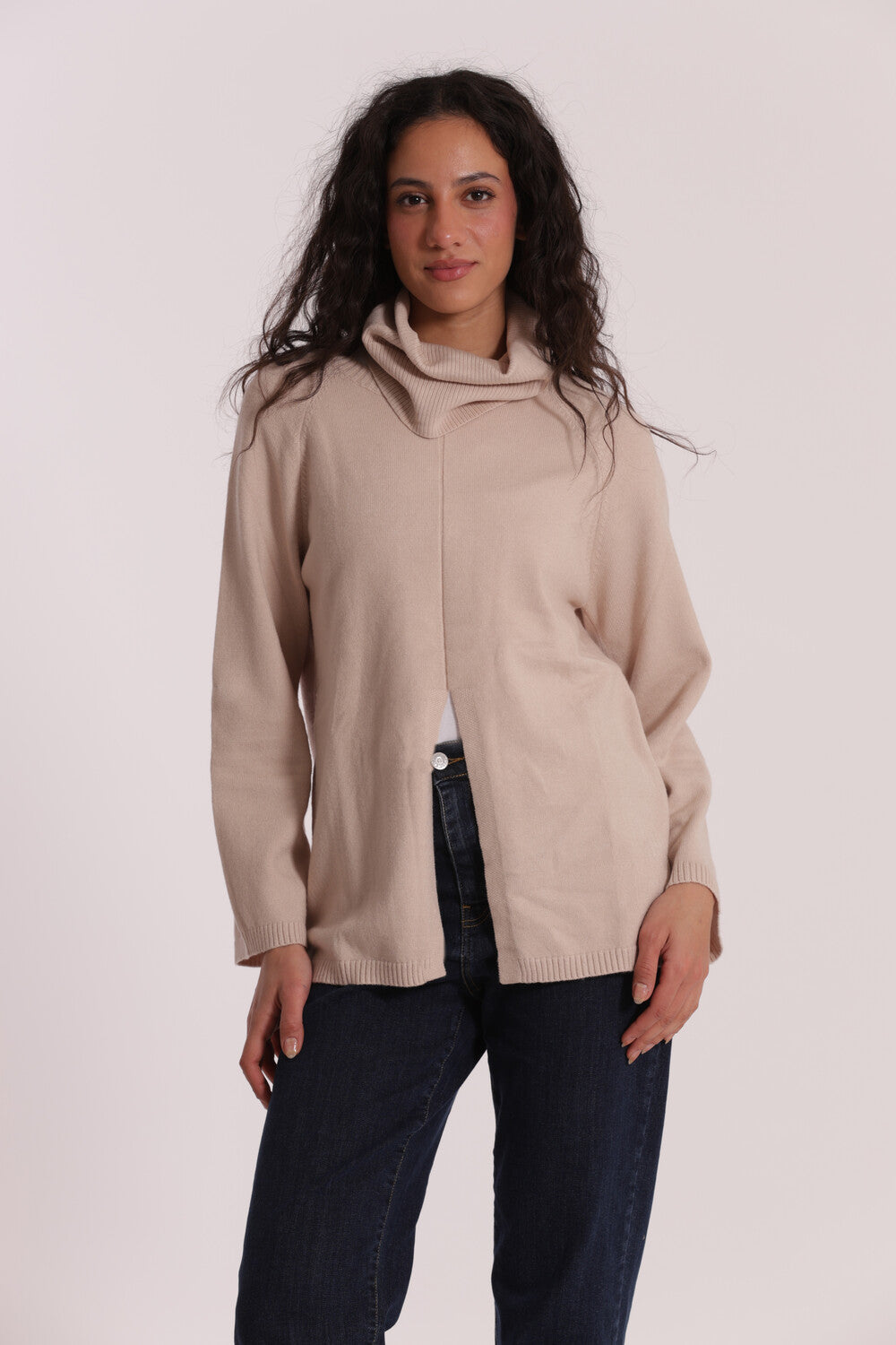 maglia over con apertura frontale - mimì muà - beige